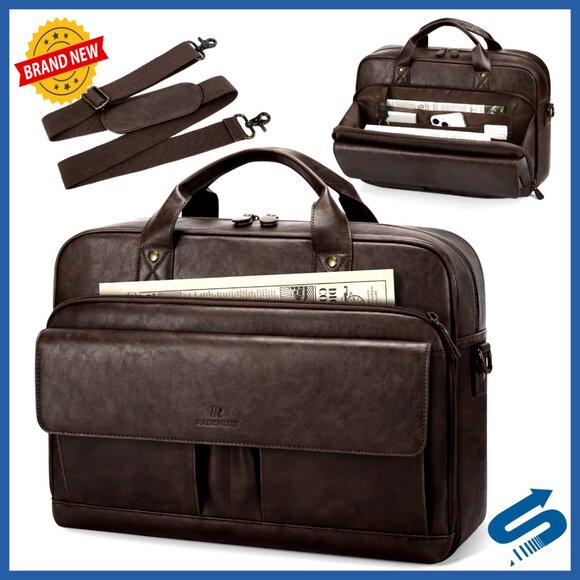 Vintage PU Leather Messenger Bag Classic Business Briefcase Laptop Satchel
